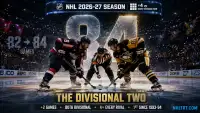 NHL 2026-27 season 84-game graphic — 82 to 84 split, the Divisional Two, plus key dates: draft June 26-27, free agency July 1, late September opener