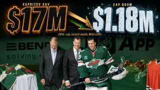 Bill Guerin Minnesota Wild 2026 offseason graphic — Window Paradox cap math $17M Kaprizov $1.18M room