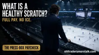 Healthy scratch in hockey: a fully fit NHL player left out of the lineup, watching from the press box, still paid in full