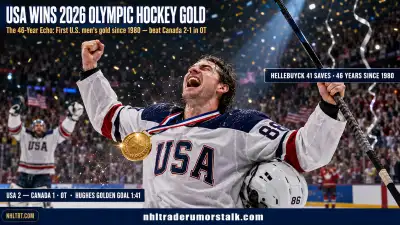 Team USA celebrates 2026 Olympic men's hockey gold after beating Canada 2-1 in overtime, first US gold since 1980