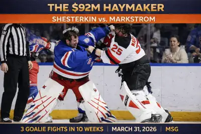 Igor Shesterkin and Jacob Markstrom drop gloves in goalie fight at Madison Square Garden March 31 2026