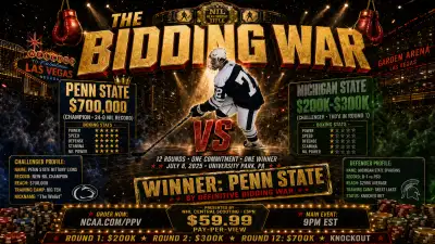 Gavin McKenna Penn State Nittany Lions forward with The NIL Kickoff overlay graphic showing $700K NIL deal vs $0 pre-2025 standard