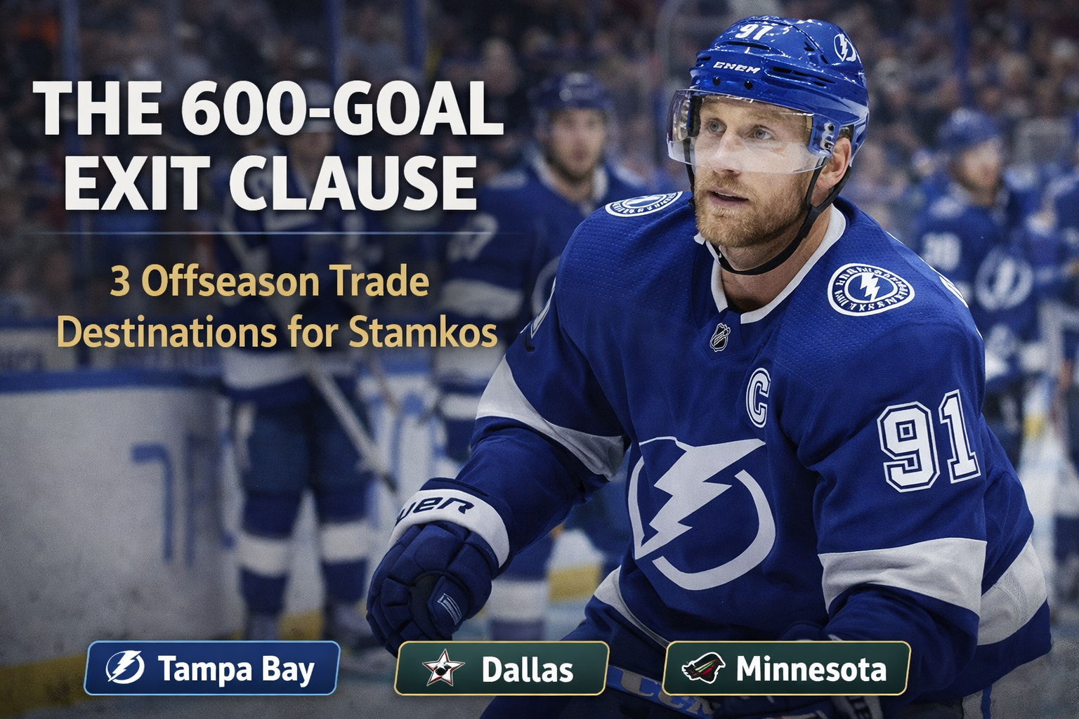 Steven Stamkos 600-Goal Exit Clause trade destinations Tampa Bay Lightning Dallas Stars Minnesota Wild offseason 2026