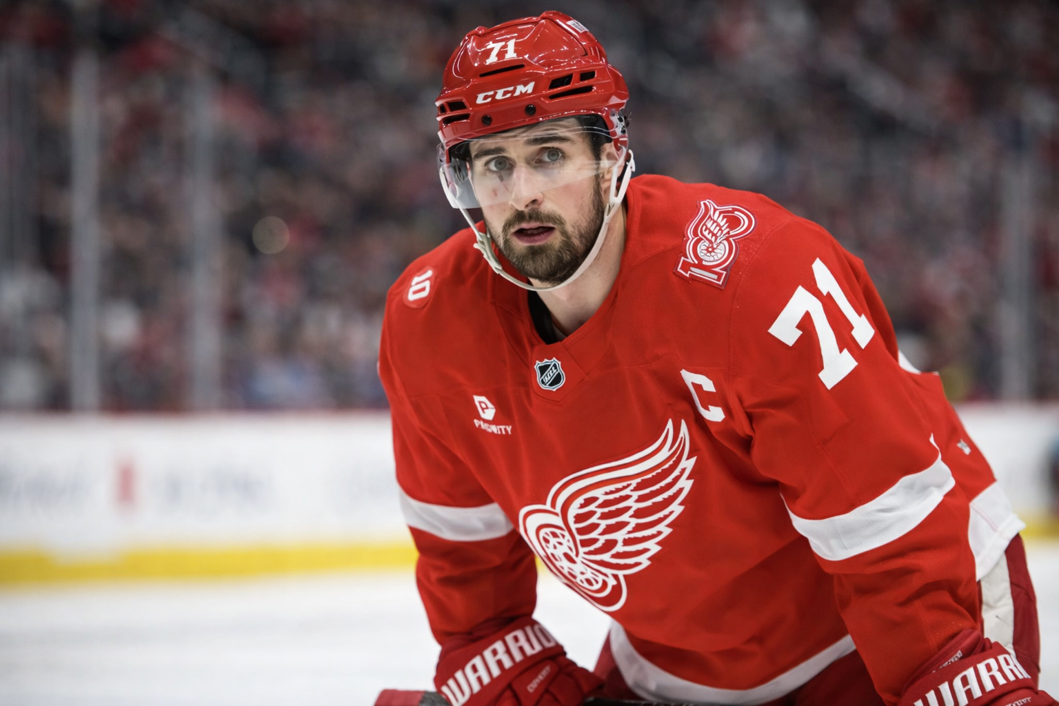 Dylan Larkin #71 Detroit Red Wings captain injured lower-body playoff race 2026 NHL season