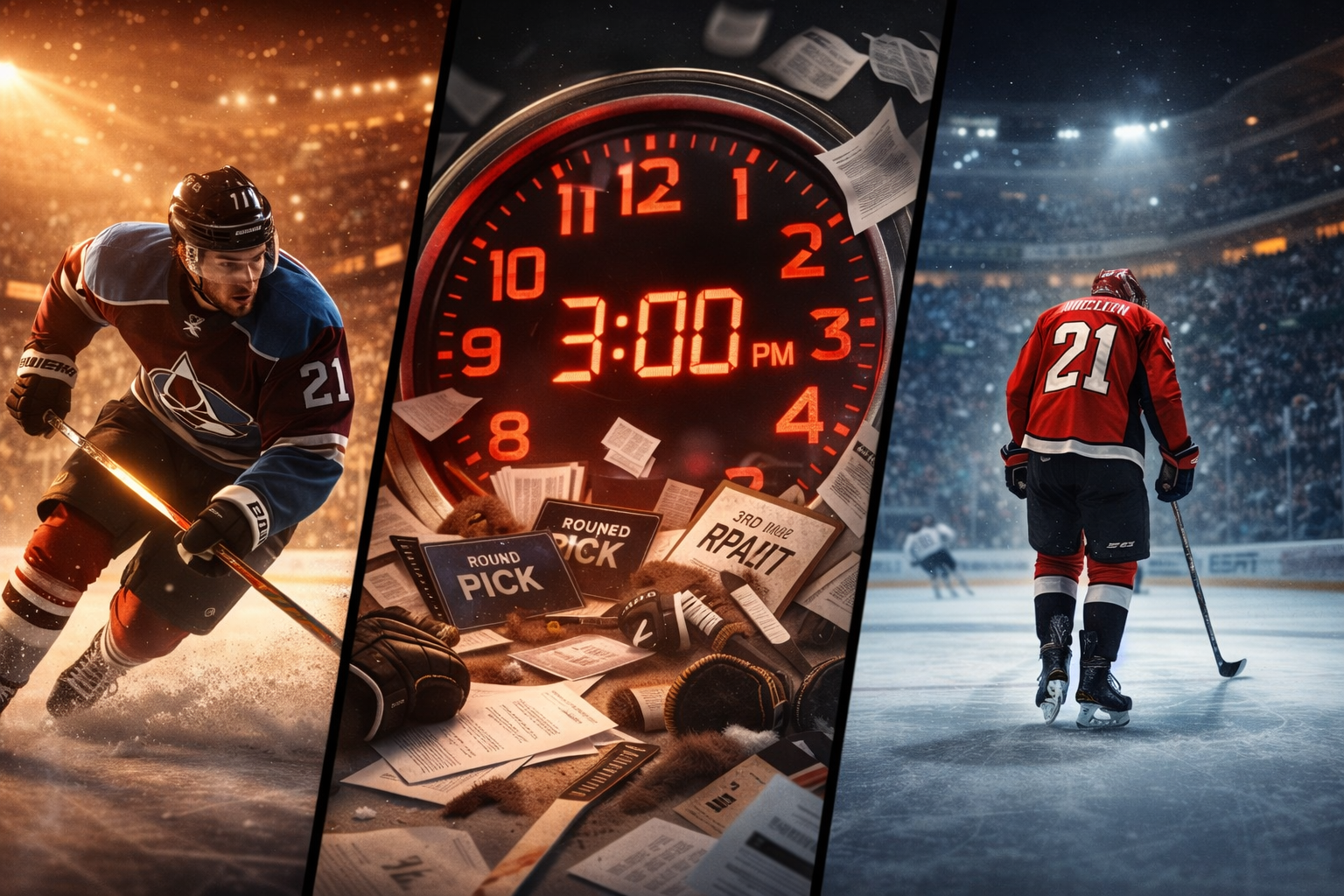 2026 NHL trade deadline recap showing key players traded including Kadri Carlson and Schenn with team logos