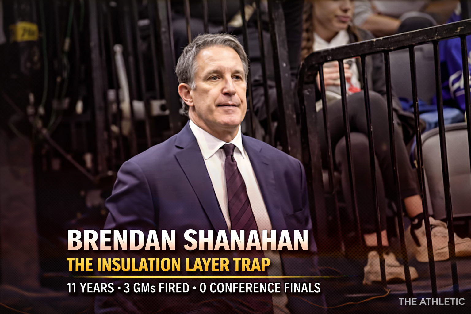 Brendan Shanahan in a suit during his tenure as Toronto Maple Leafs president of hockey operations before being linked to the Nashville Predators GM search in 2026