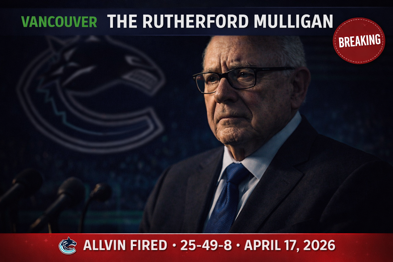 Jim Rutherford Canucks president announces firing of GM Patrik Allvin after 2025-26 worst-in-NHL season press conference