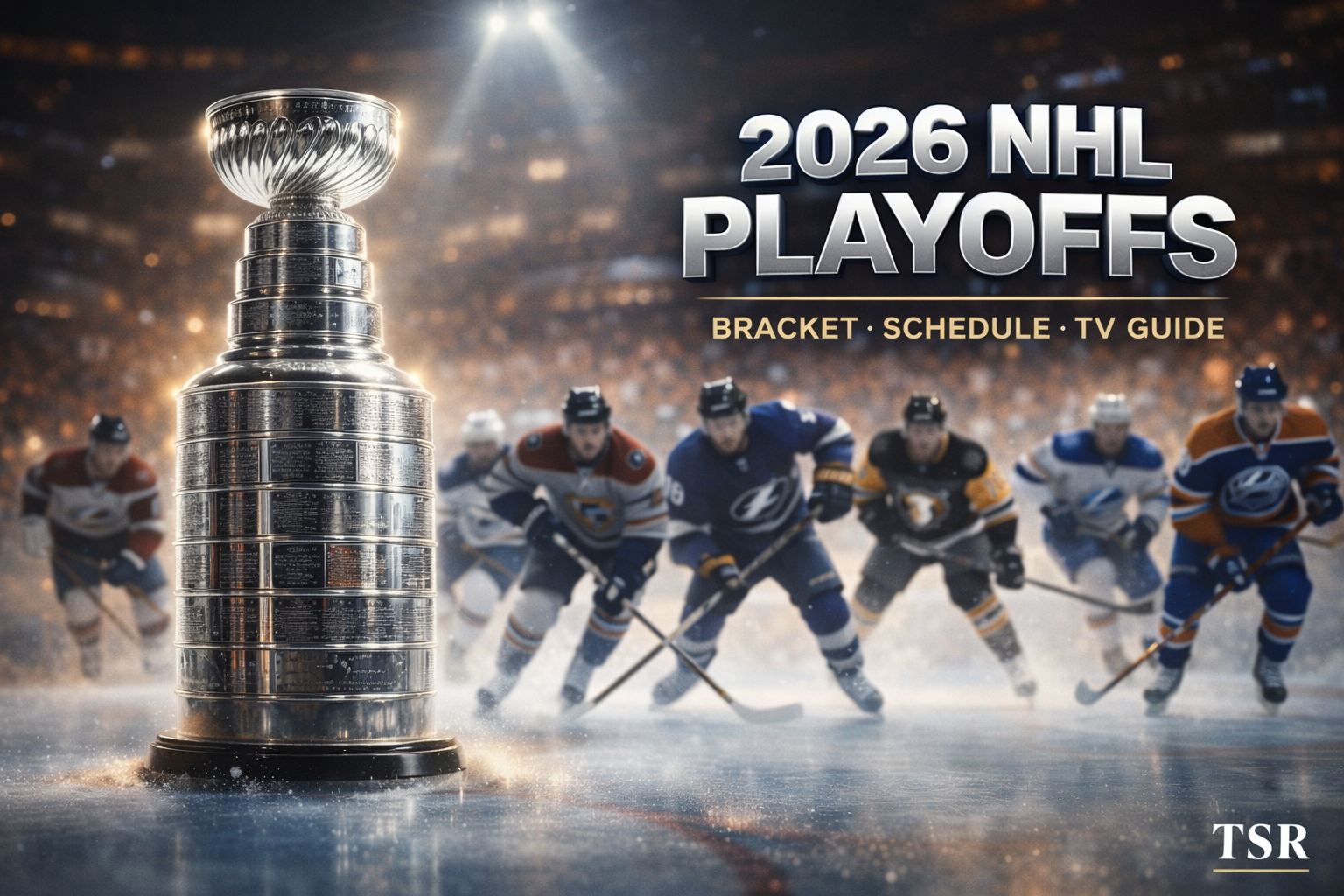 2026 NHL Stanley Cup Playoffs bracket graphic with all 8 first-round matchups and Game 1 dates highlighted for April 18 opening